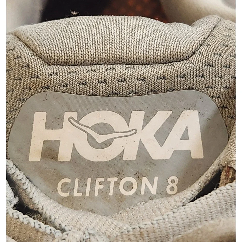 Hoka One One Shoes Womens 8 Gray Orange Clifton 8 Sneakers Running 1119394 BFPA